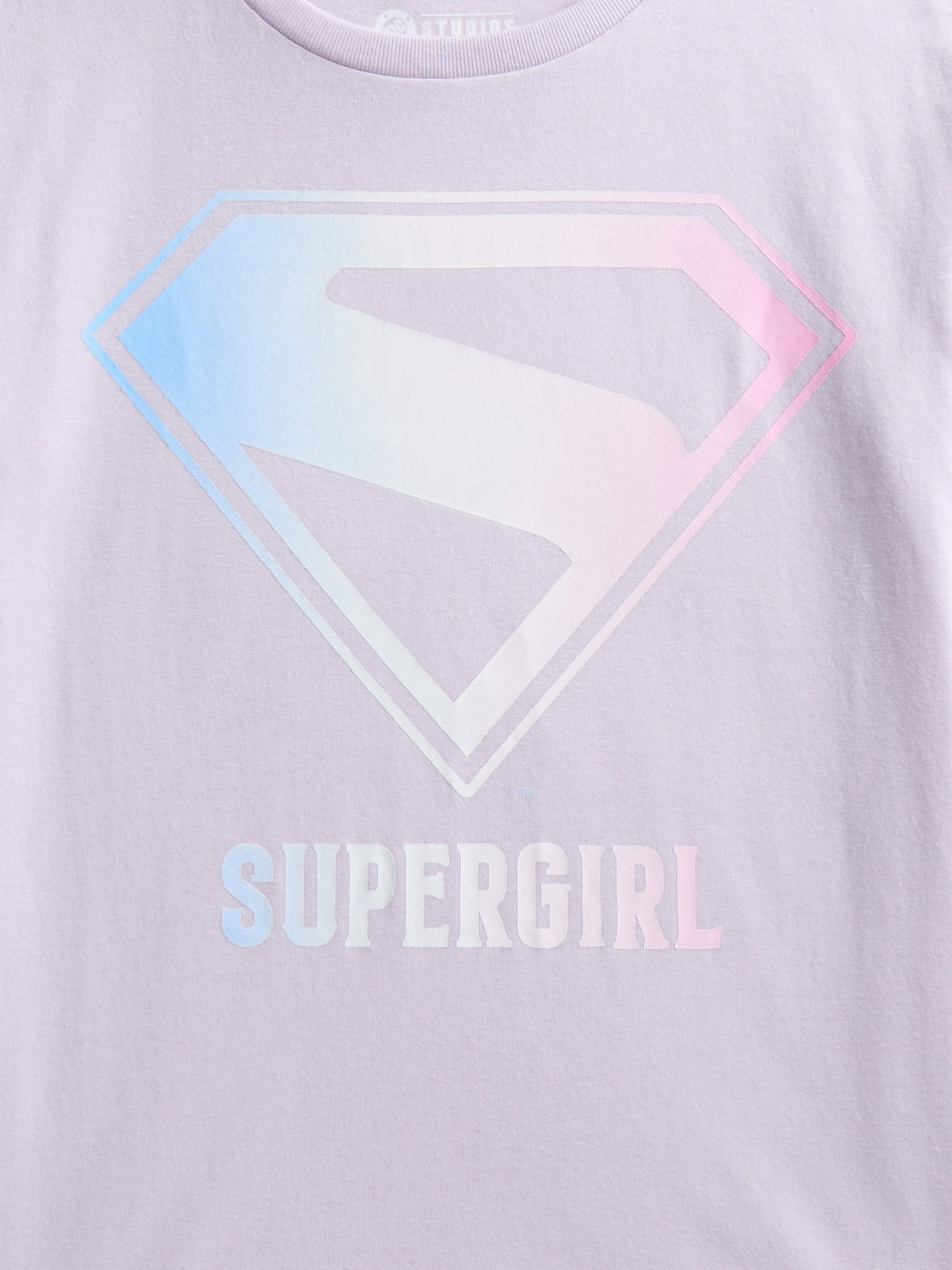 Supergirl Girls Shield Graphic Tee with Short Sleeves, Sizes 4-16