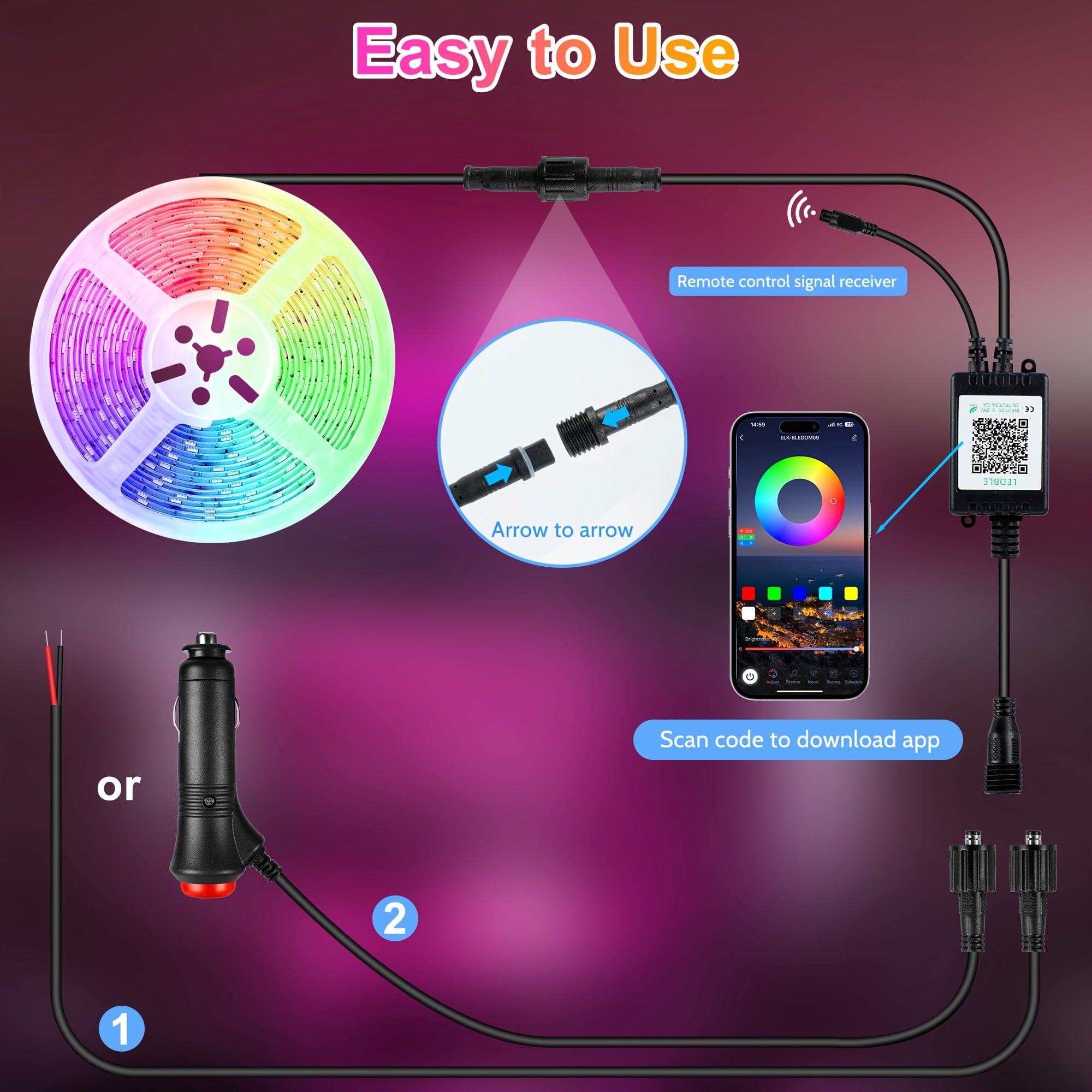 DOLIZU Led Strip Lights, 20ft Light Strips with App Control Remote, 5050 RGB Led Lights for Bedroom, Music Sync Color Changing Lights for Room Party, Suitable for RV decoration.