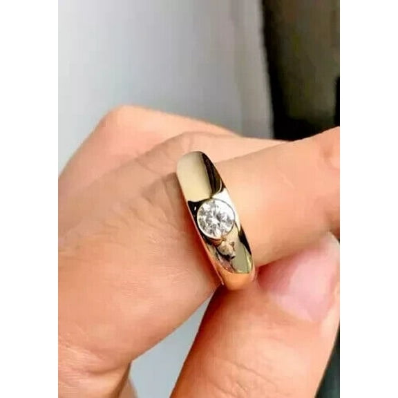 2.00Ct Round Cut Engagement Band Ring Lab Created Diamond 14K Yellow Gold Plated