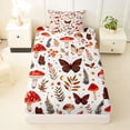 thumbnail image 3 of Homewish Dreamy Boho Mushrooms Twin Sheets,Butterfly Floral Bedding,White Red,3-Piece,1 Fitted Sheet and 1 Pillowcase, 3 of 6