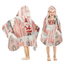 Yayeee Kids Hooded Towels Toddler Soft Absorbent Beach Bathing Wrap 50" x 23.5", Light Pink Gingerbread Houses