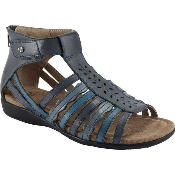 Women's Earth Origins Bevvy Wedge Strappy Sandal Admiral Blue Multi Eco