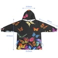 thumbnail image 7 of Black Blue Orange Butterfly Pattern Blanket Hoodies for Kids 6-13YR Oversize Wearable Blanket Hoodies for Boys Girls Teens, 7 of 7