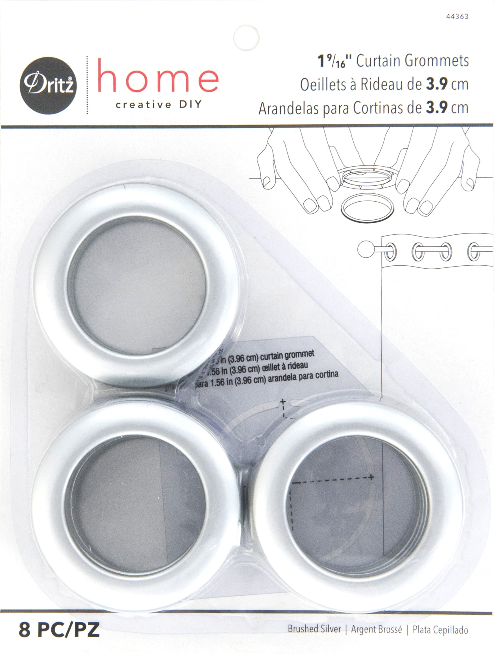 Dritz Curtain Grommets Value Pack 16 Sets Brushed Silver 1 3/8" Diameter NEW 