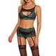 thumbnail image 4 of Conjunto de lencería sexy de encaje para mujer, ropa interior de malla hueca, sujetador, ropa de dormir, verde, XL Advancent XX000092-20, 4 of 7