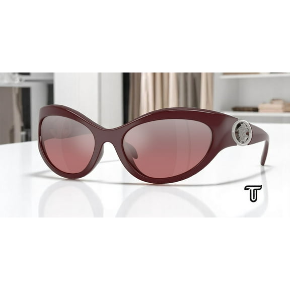 VERSACE VE4485 54877E Burgundy Pink Mirror Silver Gradient 59mm Women Sunglasses