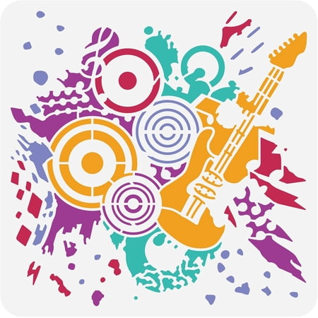 Grunge Music Painting Stencils 12x12inch Rock Theme Music Note Plastic Decoration Template for DIY Engraving Scrapbooking Making DIY