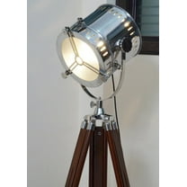 Wooden Floor Lamp Chrome Spotlight Tripod Stand Lamp Theater Floor Lamp Studio Searchlight Wood Stand Lamp