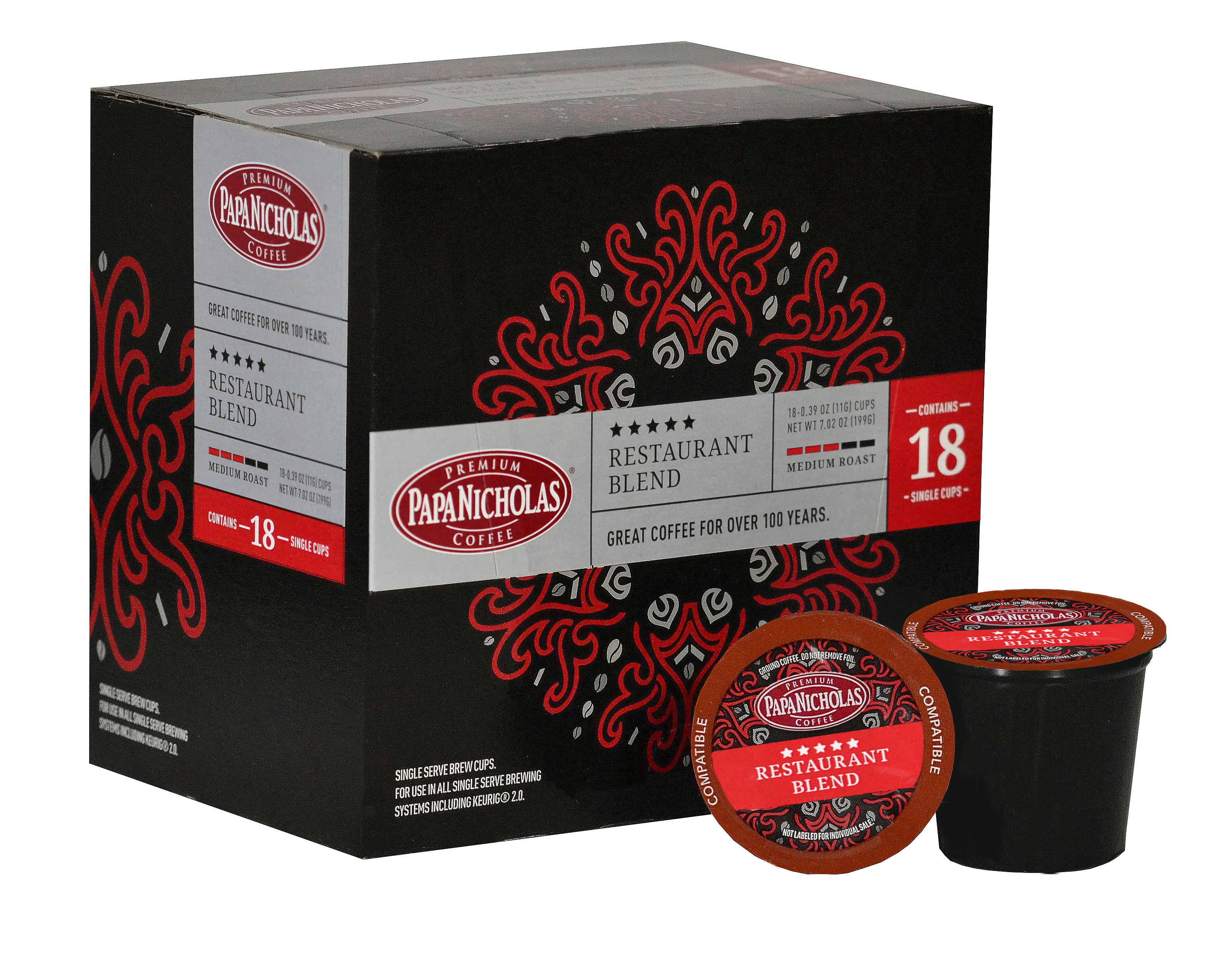 PapaNicholas Coffee 5Star Restaurant Blend Single Serve Cups 18ct Box