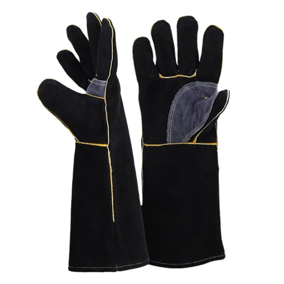 Extreme Heat & Fire Resistant Gloves Leather with Stitching,Mitts Perfect for Fireplace, Stove, Oven, Grill, Welding, BBQ, Pot Holder, Animal Handling