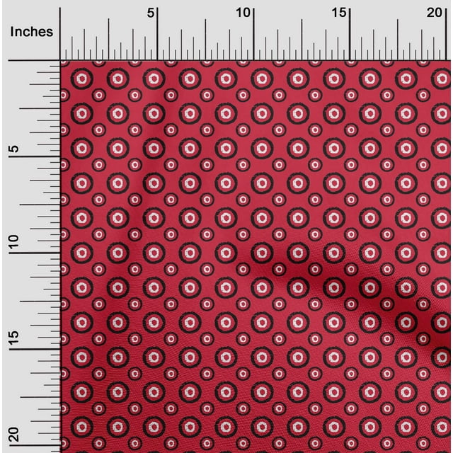 oneOone Tissu en Coton Imprimé Bloc Cercle au Mètre 56 Pouces de Large