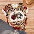 thumbnail image 7 of Jewelreauty Women's Valentine's Day Short Sleeve Shirts Graphic Leopard Pullover Tops Plus Size S-6XL Casual Tee Blouses (3XL, Brown-A), 7 of 7