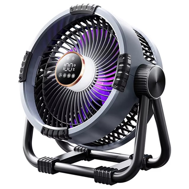 Ventilador Campamento Al Aire Libre Recargable 4 Velocidad para Acampar Senderismo (gris)