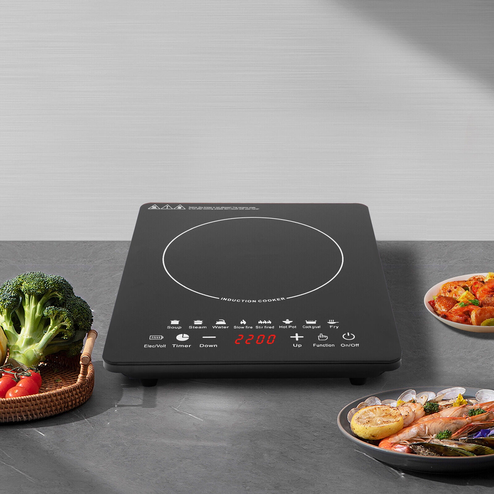 TFCFL Portable Kitchen Countertop Induction Cooktop Burner 2200W Electric Hot Stove  8 Gears Touch Control