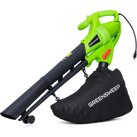 GreenSweep 3-in-1 Leaf Blower, Vacuum & Mulcher – 10 Amp Electric Garden Tool with 10-Gallon Collection Bag – Lightweight, Powerful & Easy to Use