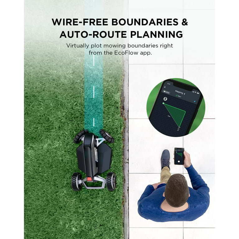 Tyggegummi Akademi geni EcoFlow Blade Robotic Lawn Mower, Wire-Free Boundaries, Auto-Route Planning  with GPS, RTK Smart Obstacle Avoidance, Water-Resistant Anti-Theft Auto  Lock Robot Mower for Yards up to 0.7 Acres - Walmart.com