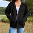 thumbnail image 4 of Men Women Jacket Coat Hooded Drawstring Long Sleeve Zipper Placket Outwear with Pockets Loose Fit Sweatshirt Outwear, 4 of 8