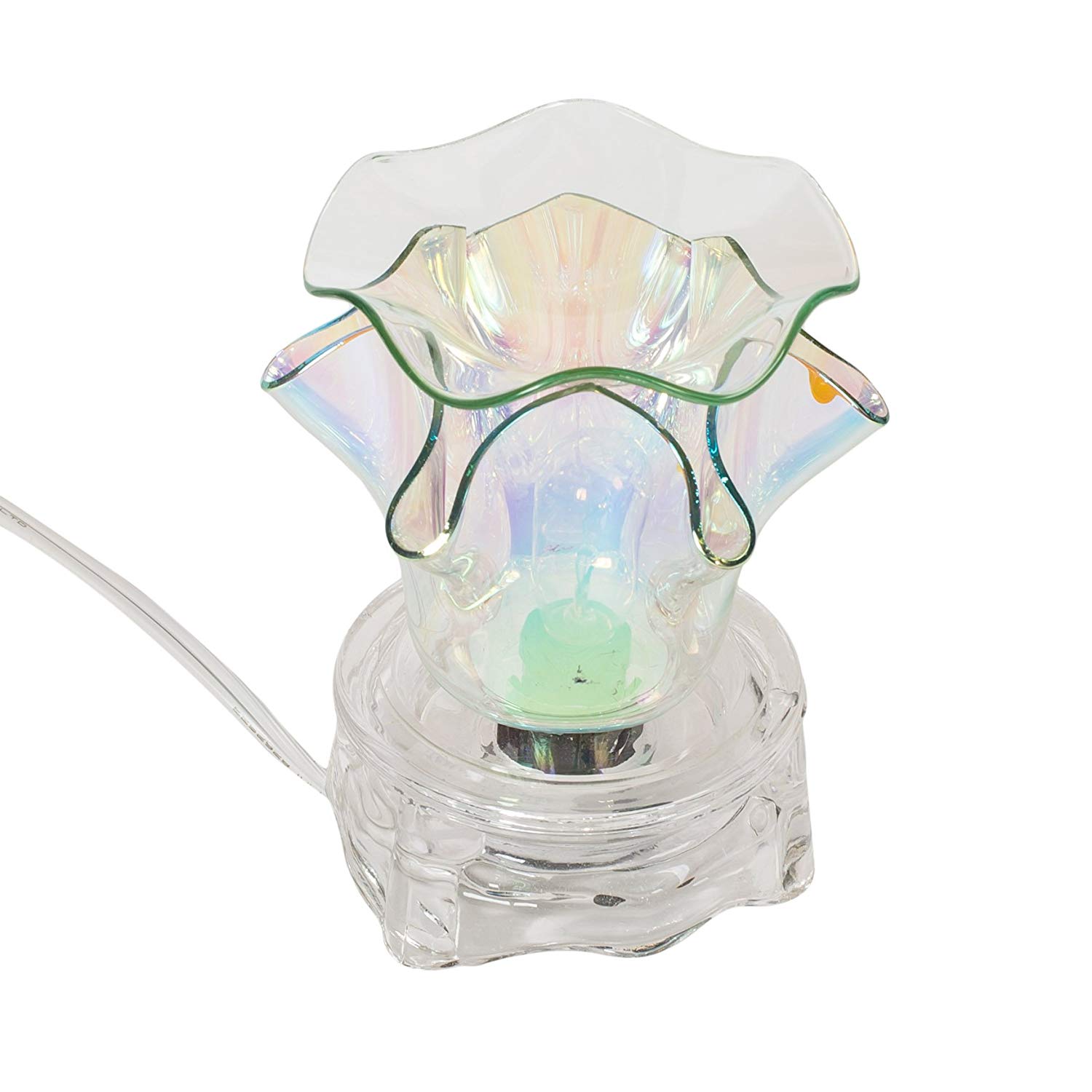 Iridescent 3 x 4 Glass Electric Wall PlugIn Oil Burner with Dimmer Switch