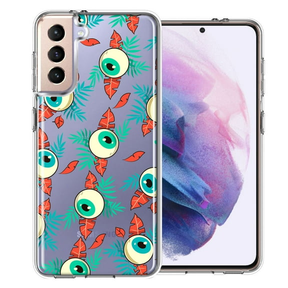 MUNDAZE For Samsung Galaxy S21 Halloween Creepy Tropical Eyeballs Design Double Layer Phone Case Cover