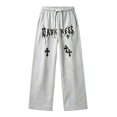 thumbnail image 4 of WERYOUNG Boys Pants Elastic Drawstring Waist Wide Leg Trousers Toddler Kids Soft Back To School Pants 4-5 Years, 4 of 5