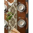 thumbnail image 5 of Brown Floral Burlap Cotton Table Runner 13x48 Inches Long, Bohemian Vintage Ethnic Tribals Farmhouse Table Runners, Outdoor Dining Tablecloths Decor for Baby Shower/Party/Wedding, 5 of 6