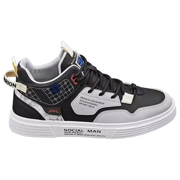 Mens Sports Sneakers Lace-Up Outdoor Shoes Cozy Shock-Absorption (Black 41)