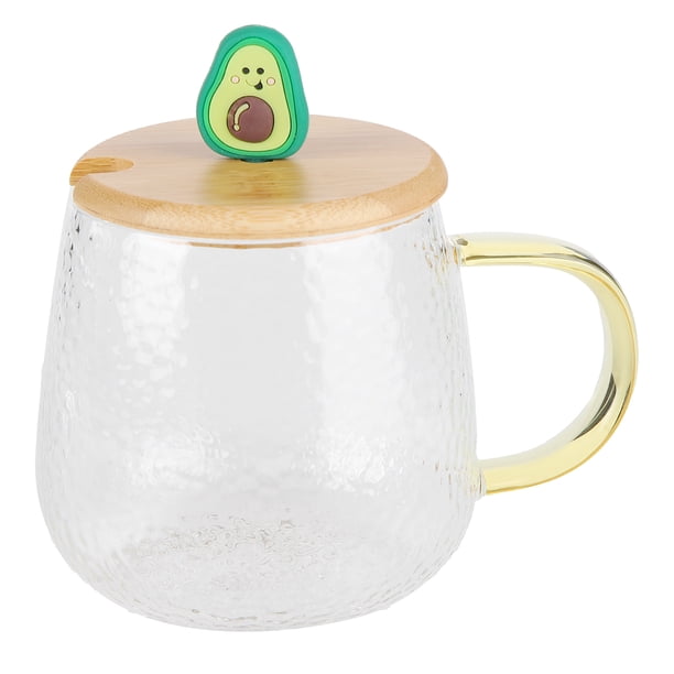 Taza De Café, Taza De Vidrio Elegante Vidrio De Borosilicato Alto 400 Ml Lindo Con Tapa De Cuchara Para El Hogar Para La Oficina ANGGREK No