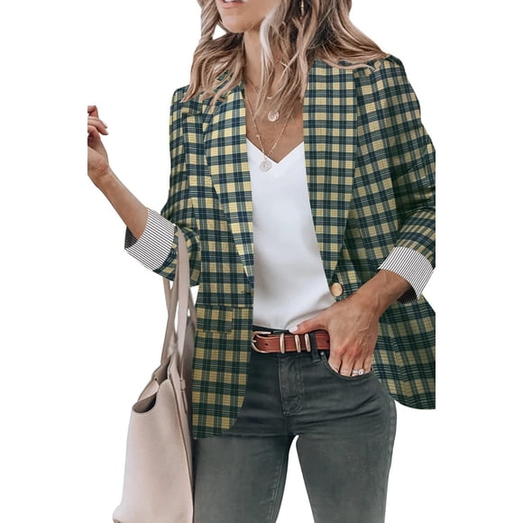 Blazer Genhoo, casual, a la moda, para mujer, manga 3/4, talla XL