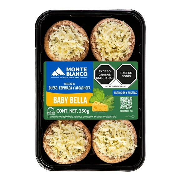 Champiñones Baby bella Monte Blanco rellenos de queso espinaca y alcachofa 250 g