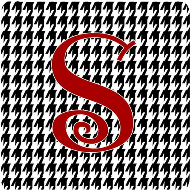 Ensemble de 4 Monogrammes - Pied de Poule Sous-Verre en Mousse Noir Lettre Initiale S