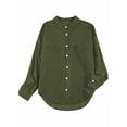 thumbnail image 4 of Cindysus Ladies Casual Solid Color Denim Blouse Shirts Women Elegant Jean Jackets Button Down Business Loose Tops With Pockets Army Green XL, 4 of 7