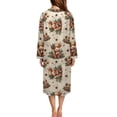 thumbnail image 3 of FKELYI Christmas Highland Cow Musical Note Print Women Zip Up Robe Nightgowns Comfy House Coats Full Length House Dress Long Sleeve Bathrobe Sleepwear with Pockets, L, 3 of 6