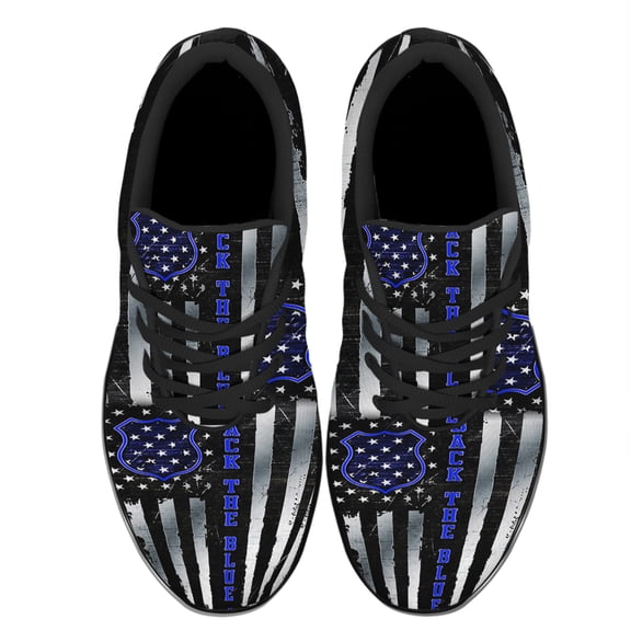 Back The Blue Shoes Women's Fashion Sneakers Tennis Running Shoes for Men Women Black Size 3.5