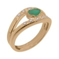 thumbnail image 1 of LBG British Made 18k Rose Gold Natural Emerald & Cultured Pearl Womens Band Ring - 33 size options - Size 11.5, 1 of 7