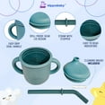 thumbnail image 2 of Paquete de 2 Vasos de Silicona con Pajitas para Bebés y Niños Pequeños (Color Cielo/menta), 2 of 6