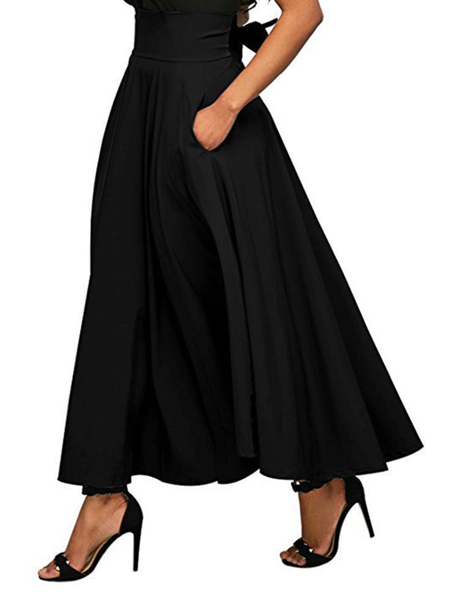 Trendy Women Summer Boho Style Chiffon Long Maxi High Waist Flare Skirt Dresses