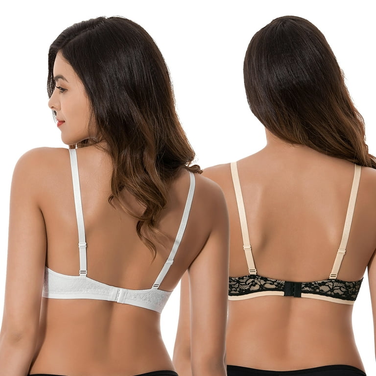 Kontvom Mujeres Plus Size Super Push Up Wide Back Bras Lace