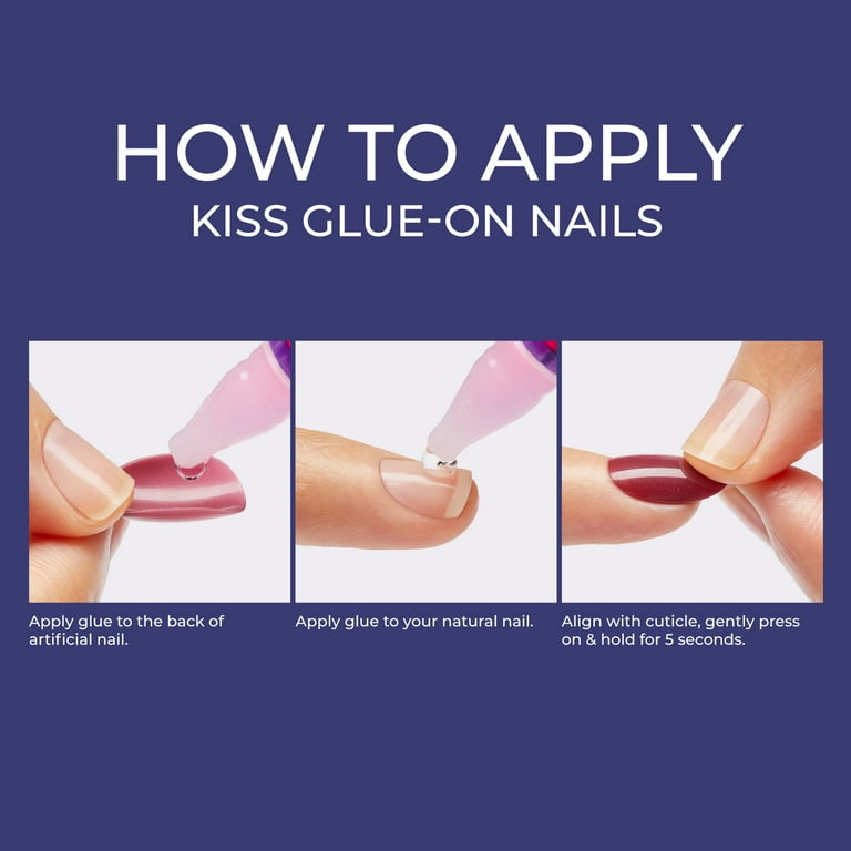 KISS Gel Fantasy Magnetic Press on Nails, Moonlit Veil, Purple, Medium Oval, 28 Count