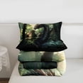 thumbnail image 4 of meiyoeat Jungle Forest Dragon Twin Comforter Sets for Men Boys, Woodland Animal Bedding Set, Green, Black Reversible, 2pcs, 1 Comforter and 1 Pillowcase, 4 of 6