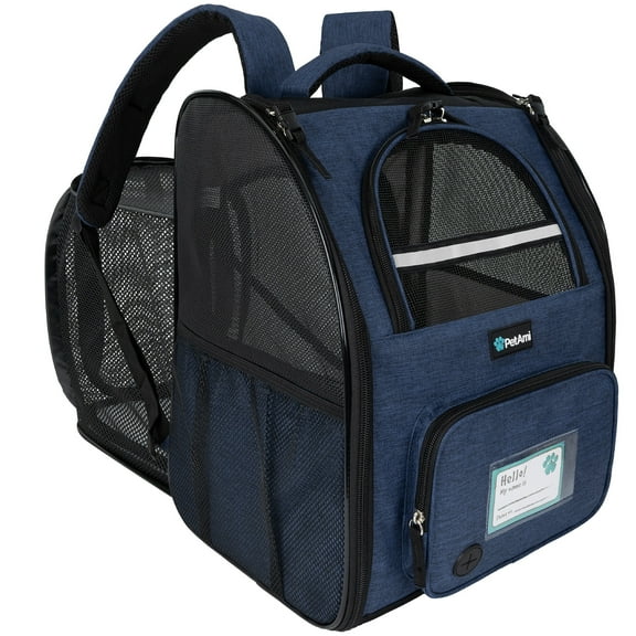 PetAmi Pet Backpack Carrier for Dog Cat, Expandable Cat Carrier Backpack for Travel Hiking, Airline Approved Cat Backpacks For Small Medium Dog Puppy Large Cat, Extended Dog Cat Carrier, Navy Blue