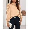thumbnail image 3 of FreshPretty Women Satin Puff Long Sleeve Blouses Mock Neck Shirts Business Casual Tops Work Dressy Blouse Spring Fall Clothes, 3 of 9
