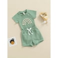 thumbnail image 3 of Qmyliery Baby Girls Boys Outfit, Short Sleeve Round Collar Romper, Shorts Fashion, 3 of 9