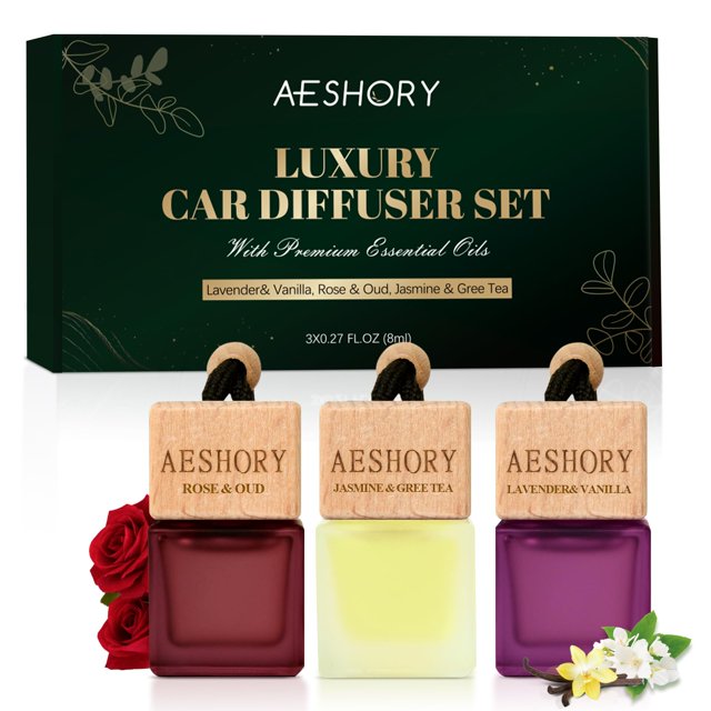 Ambientador para coche Aeshory, paquete de 3 unidades, diseño floral colgante de 3 x 8 ml