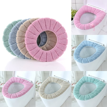 2Pcs Thicker Soft Toilet Seat Cover Pads  Stretchable Cushioned Lid Covers Washable Cloth for Bathroom Toilet Seat Covers(Random Color)
