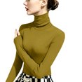 thumbnail image 2 of Womens Turtleneck Tops Winter Ribbed Long Sleeve Shirts Casual Basic Underscrub Fitted Thermal Underwear Lightweight Undershirts Fall Fashion Clothes, 2 of 4
