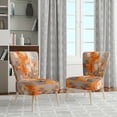 thumbnail image 2 of Designart "Shattered Realities Orange Brown Intrigue" Orange Cubism Upholstered Accent Chair - Modern Arm Chair For Living Room, 2 of 7