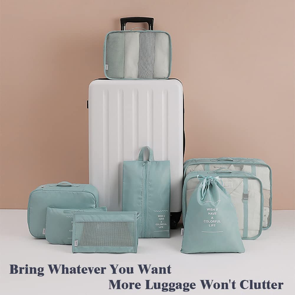 Vorkoi 8PCS Packing Cubes for Suitcases, Travel Cubes Packing Luggage Organizers Accessories Bag,Large Lightweight Waterproof Storage Bag Cosmetic Bag Clothes Shoe Bag
