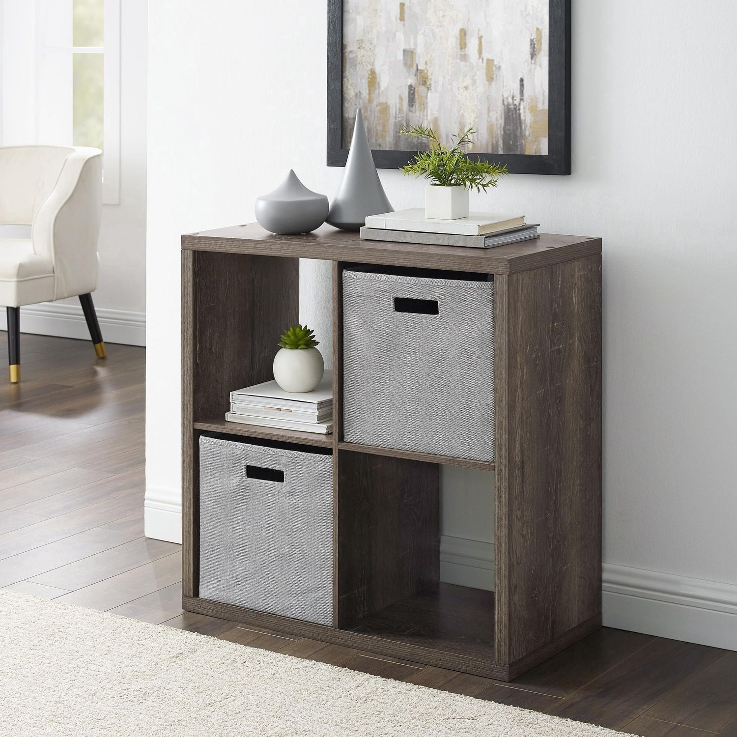 Gorham 4 Cubby Storage Cabinet in Grey
