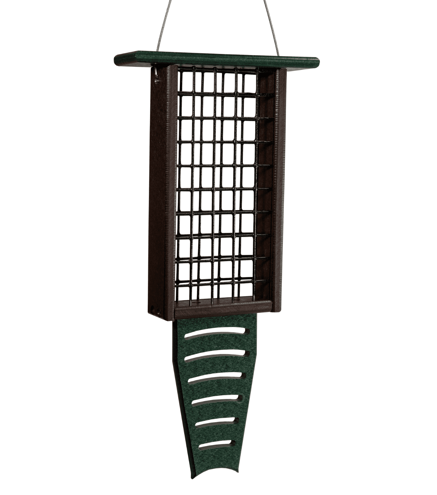 JCs Wildlife Recycled Upside Down Single Suet Feeder Brown W/ Cardinal Red Roof 