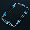 thumbnail image 3 of Swiss Blue Topaz 925 Sterling Silver Jewelry Oval Gemstone Necklace 36" VJ 256, 3 of 4